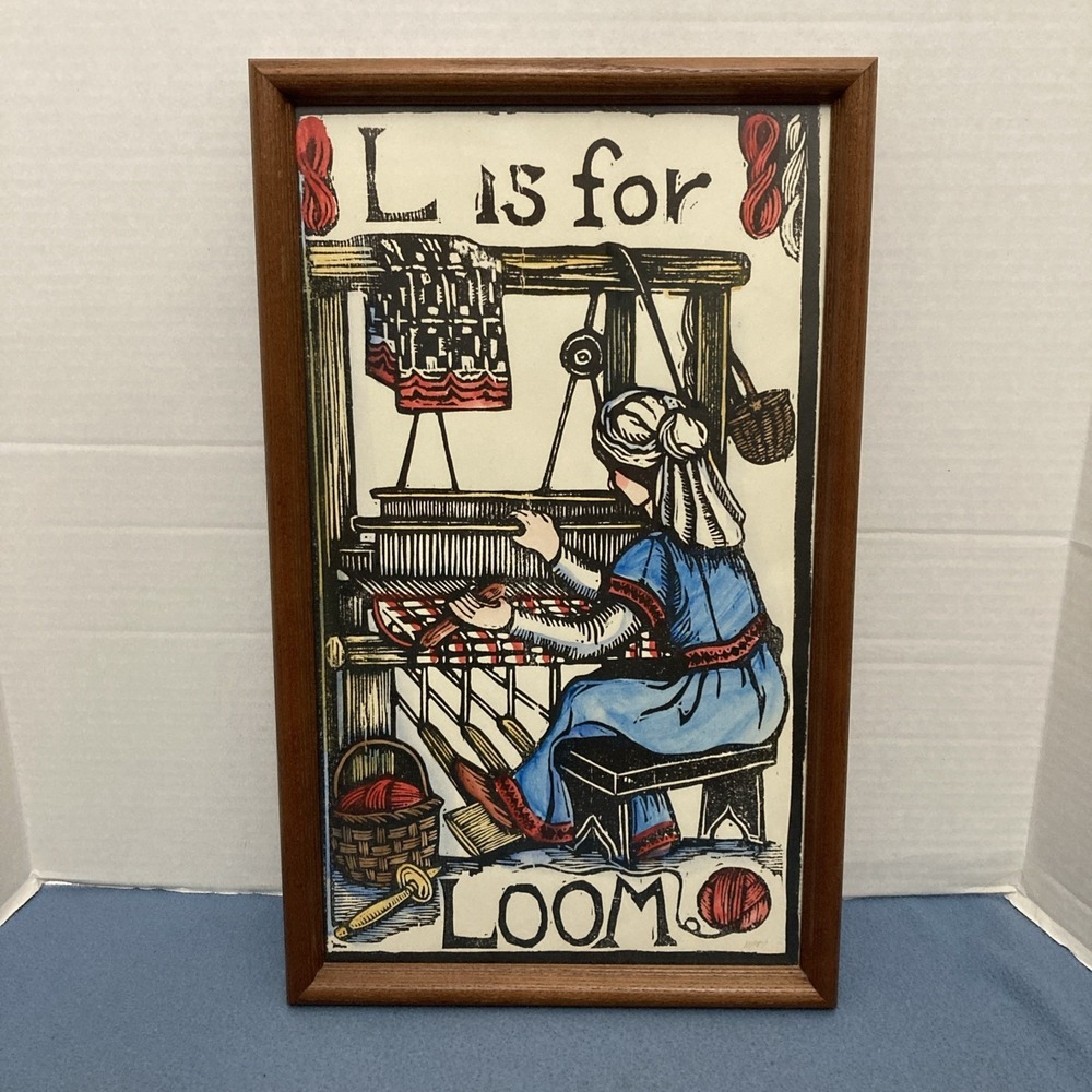 Mary Azarian Framed "L is for Loom"‎ Alphabet Letter Woodblock Print